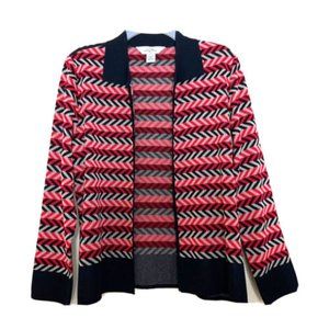 Ming Wang Chevron Stripe Open Front Cardigan Jacket M Business Casual Travel